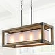 preview thumbnail 2 of 6, Farmhouse 4-Light Wood Rectangle Chandelier Linear Island Lights for Dining Room - L27.5"x W10"x H10"