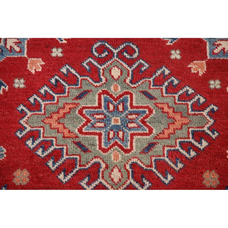 Red Traditional Kazak Area Rug Handmade Oriental Wool Carpet - 6'8" x 9'9"