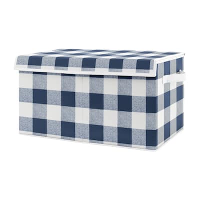 Navy Buffalo Plaid Check Collection Boy Kids Fabric Toy Bin Storage - Blue White Woodland Rustic Country Farmhouse Lumberjack