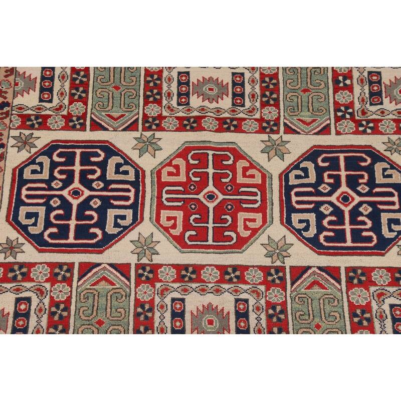Oriental Beige Kazak Rug Handmade Traditional Wool Carpet - 6'9" x 9'9"