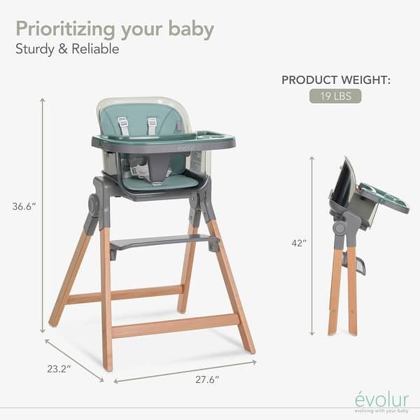 dimension image slide 0 of 3, Evolur Tiny Throne 2 in 1 Highchair