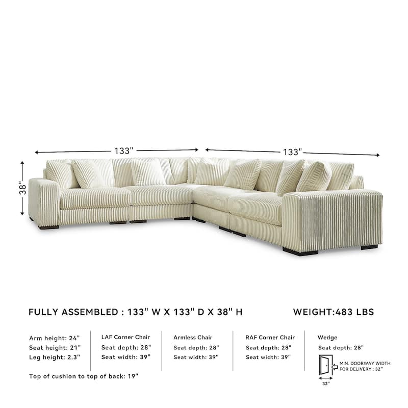 Signature Design by Ashley Lindyn 5-Piece Sectional - 133"W x 133"D x 38"H