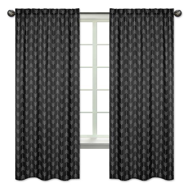 Sweet Jojo Designs Black and White Woodland Arrow Rustic Patch Collection 84-inch Window Treatment Curtain Panel Pair