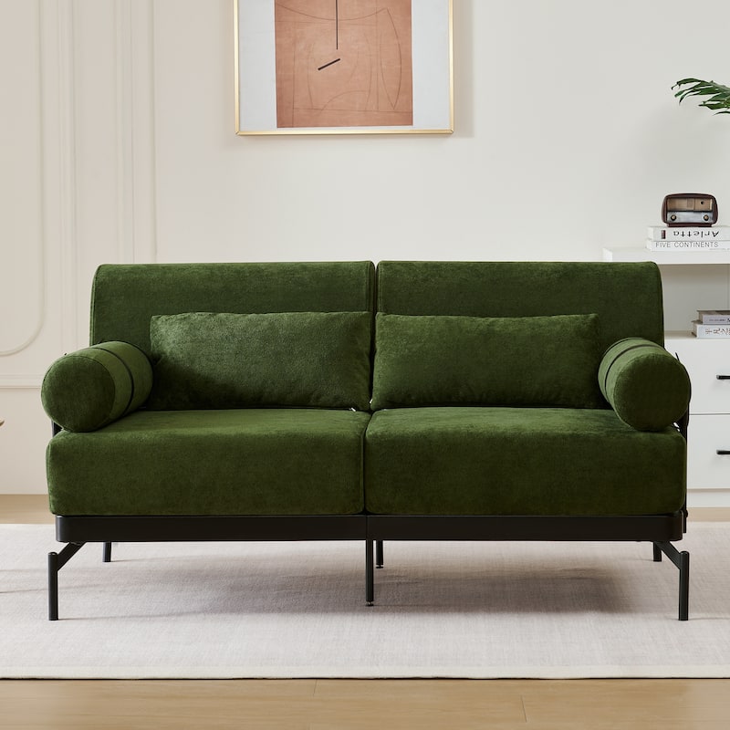 Roomfitters Loveseat Sofa with USB Ports and Cylindrical Armrests, 2-Seater Couch for Living Room