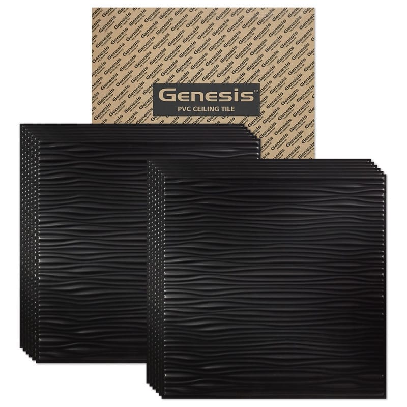Genesis Drifts Black 2x2 ft Lay-in Ceiling Tiles - Pack of 12