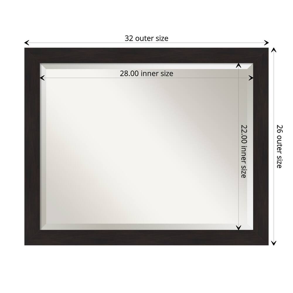 Beveled Bathroom Wall Mirror - Furniture Espresso Narrow Frame