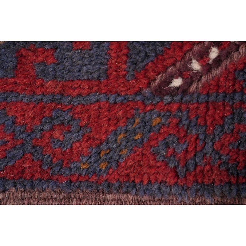 Hand Knotted Oriental 100% Wool Carpet Traditional Tribal Red Balouch Runner Rug - 8' 4'' X 2' 1''