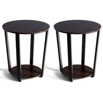 Costway Set of 2 Industrial End Table Sofa Side Table Nightstand Shelf