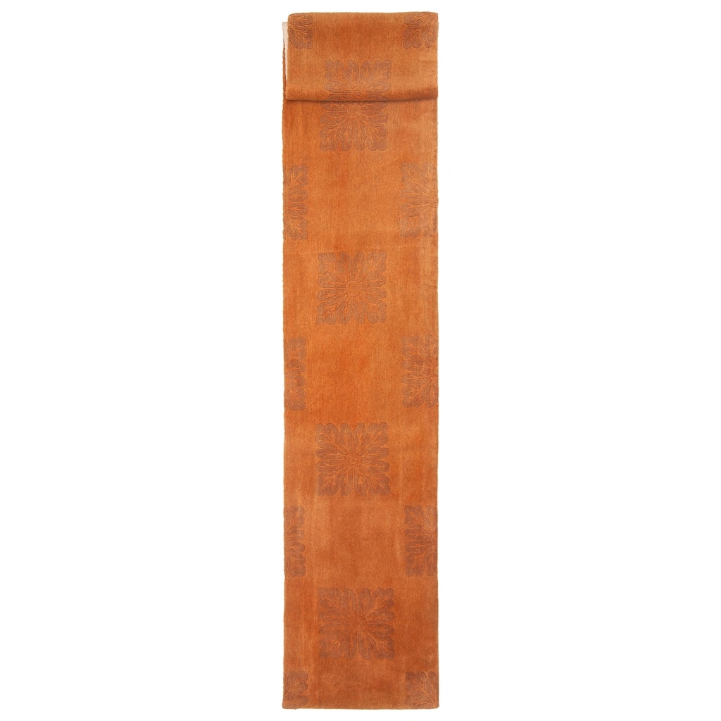 ECARPETGALLERY Hand-knotted Opulence Copper Wool Rug - 2'1 x 11'3