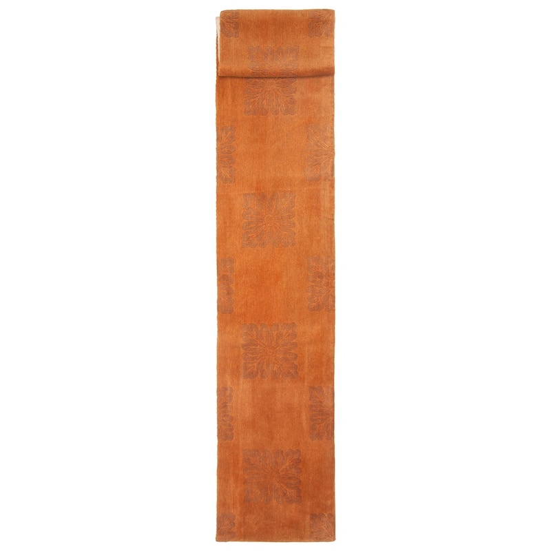 ECARPETGALLERY Hand-knotted Opulence Copper Wool Rug - 2'1 x 11'3 - Copper - 2'1 x 11'3