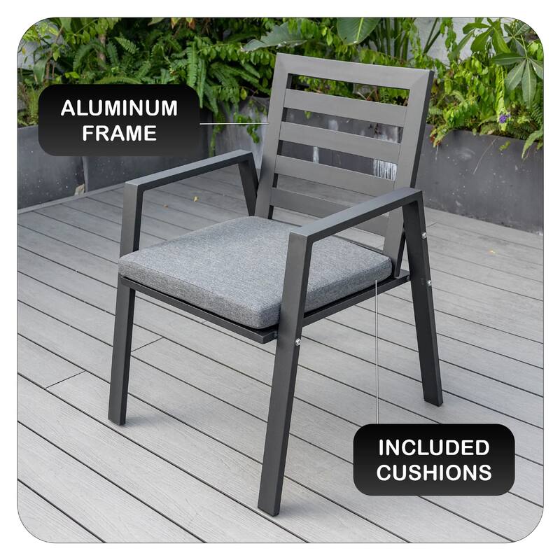 Chelsea Modern Mid-Century Patio Silhouette Aluminum Dining Chair with Olefin Fabric Cushions - 34.84