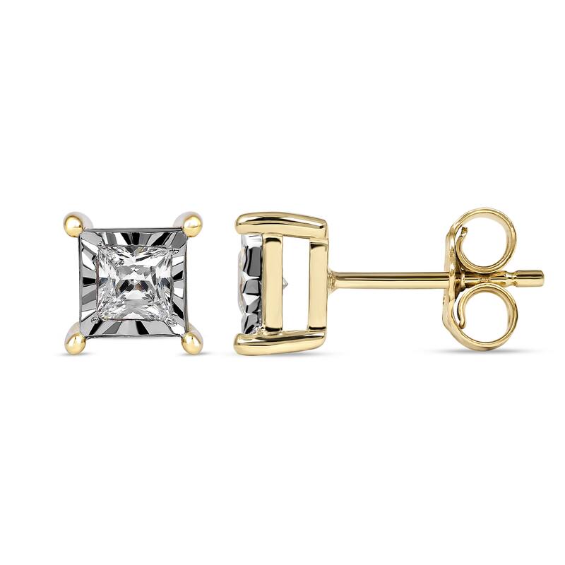 1/20ct to 3/4ct TDW Diamond Solitaire Stud Earrings in Silver for Women