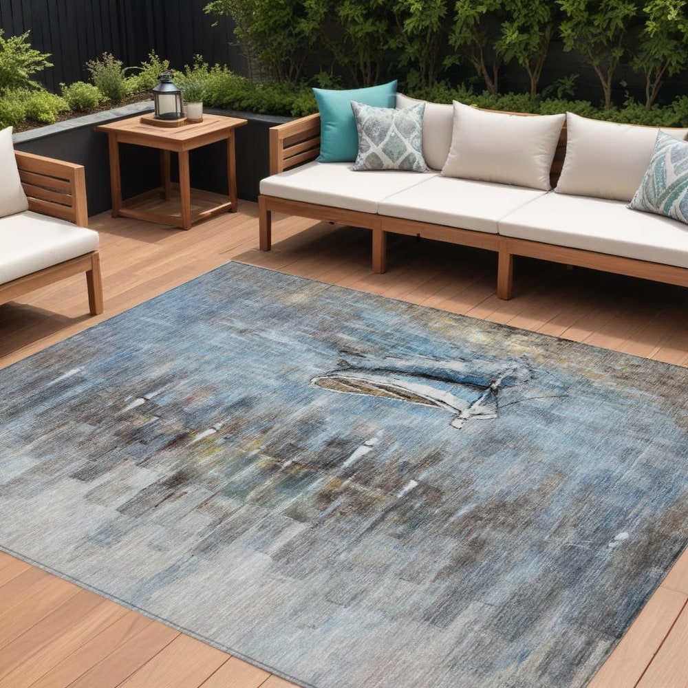 HomeRoots Nautical Transitional Rectangle Outdoor Rug