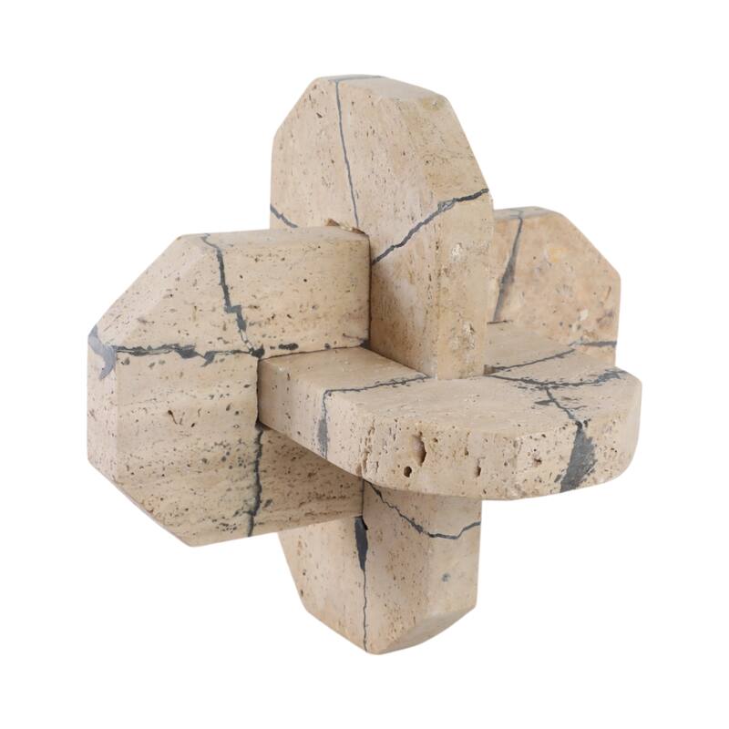 Stone Decorative Object Interlocking Geometric Sculptural Design