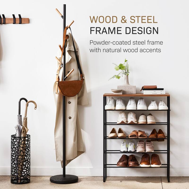 Yamazaki Home Coat Rack, Steel, Holds 26.4 lbs - L 11.02 x W 11.02 x H 69.69 inches