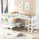 preview thumbnail 10 of 16, Modern L-Shaped Wooden Twin Size Loft Bed and Twin over Full Bunk Bed with Built-in Desk,Easy Assembly White