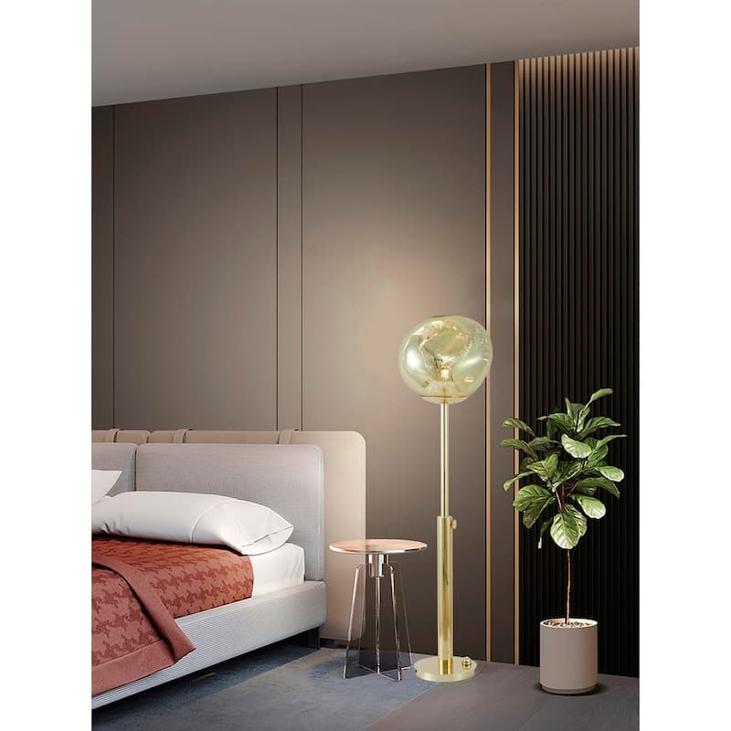 1-Light Gold Floor Lamp With An Acrylic Shade