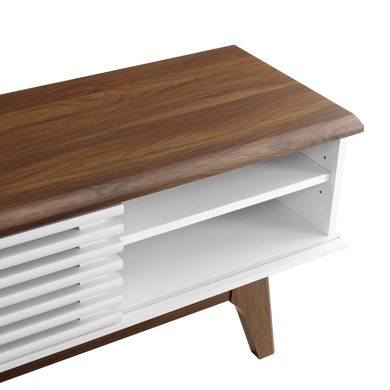 Render 70" Entertainment Center TV Stand - Walnut White