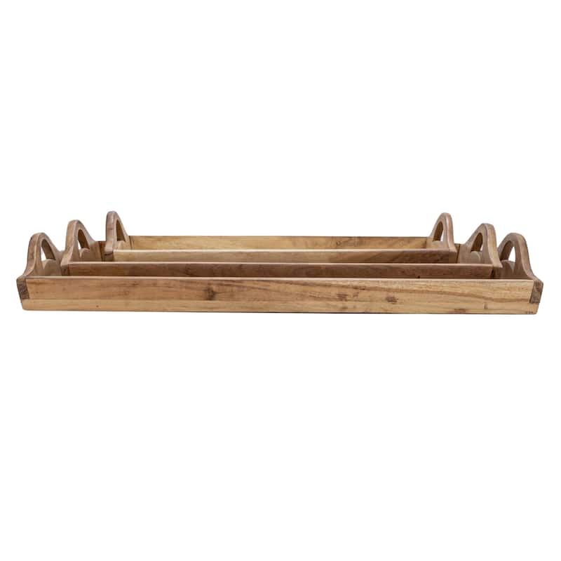 Acacia Wood Trays with Handles
