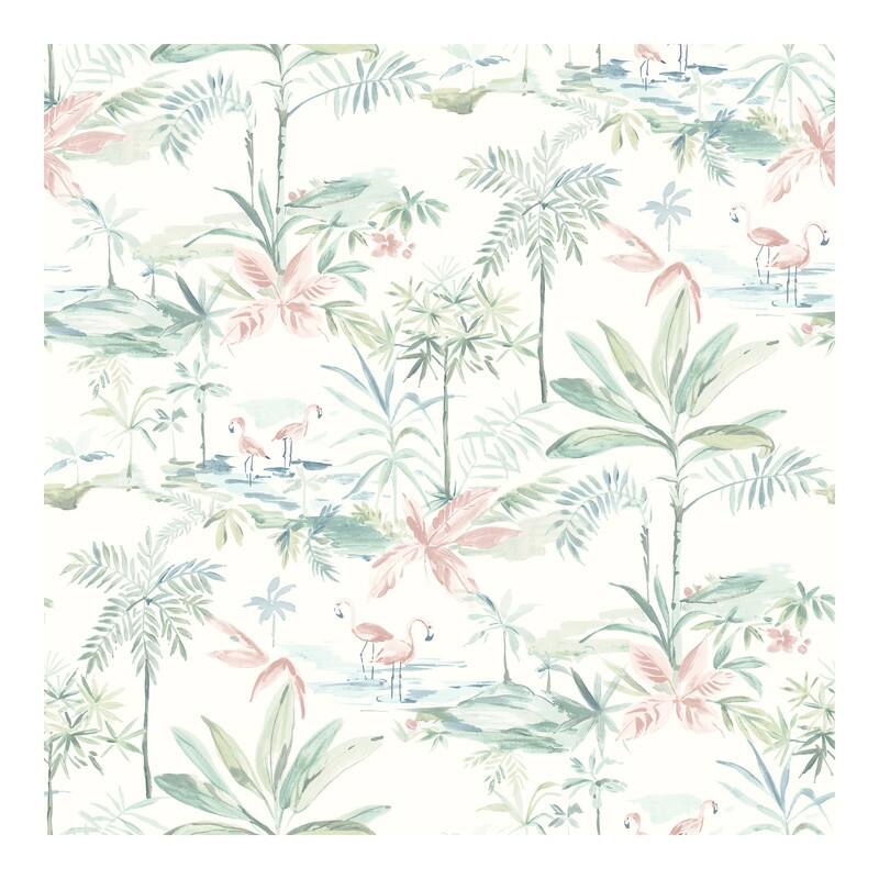 Chesapeake Lagoon Teal Scenic Island Wallpaper - 20.5 x 396 x 0.025