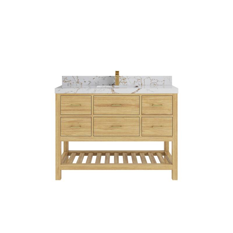 Willow Collections 48 in. W x 22 in. D Parker Solid Teak Single Sink Bathroom Vanity with Countertop