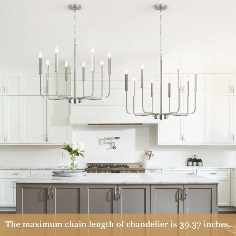 8-Light Modern Farmhouse Candle Chandelier for Kitchen Island Living Dining Room Bedroom