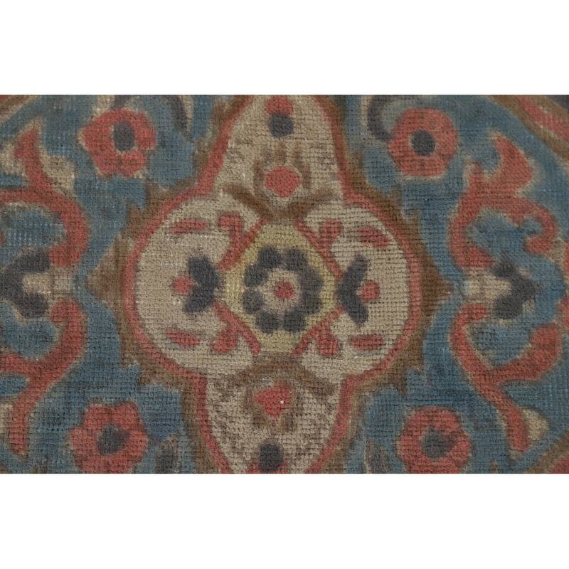 Distressed Blue Tabriz Persian Antique Area Rug Handmade Wool Carpet - 9'3" x 12'8"