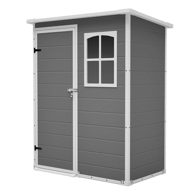 5' x 3' Resin Outdoor Storage Shed with Floor, Waterproof Lockable Tool Shed with Window for Backyard, Patio or Garden