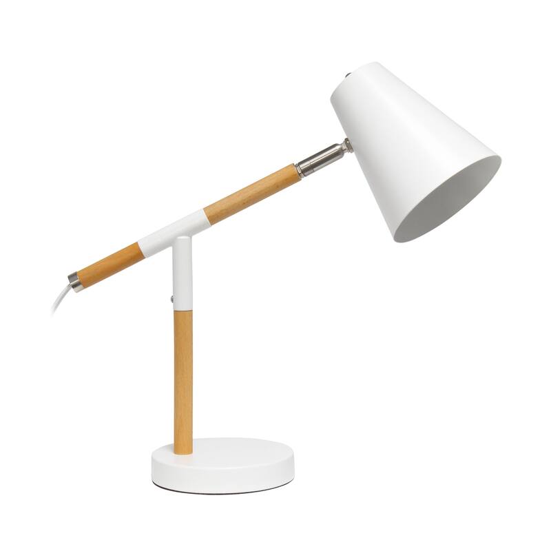 Simple Designs Matte and Wooden Pivot Desk Lamp - 16.13 X 5.50 x 15.50 (L x W x H)