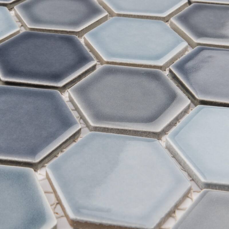 Merola Tile Hudson Due 2" Hex Stillwater 10-7/8" x 12-5/8" Porcelain Floor and Wall Tile