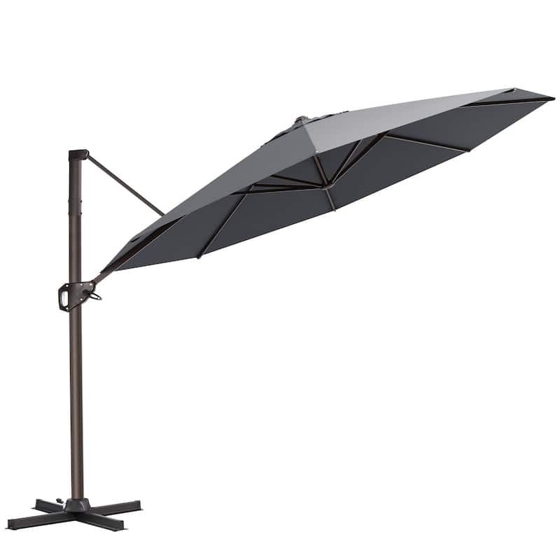 Outdoor 11 Ft Patio Cantilever Offset Umbrella with 360 Degree Rotation