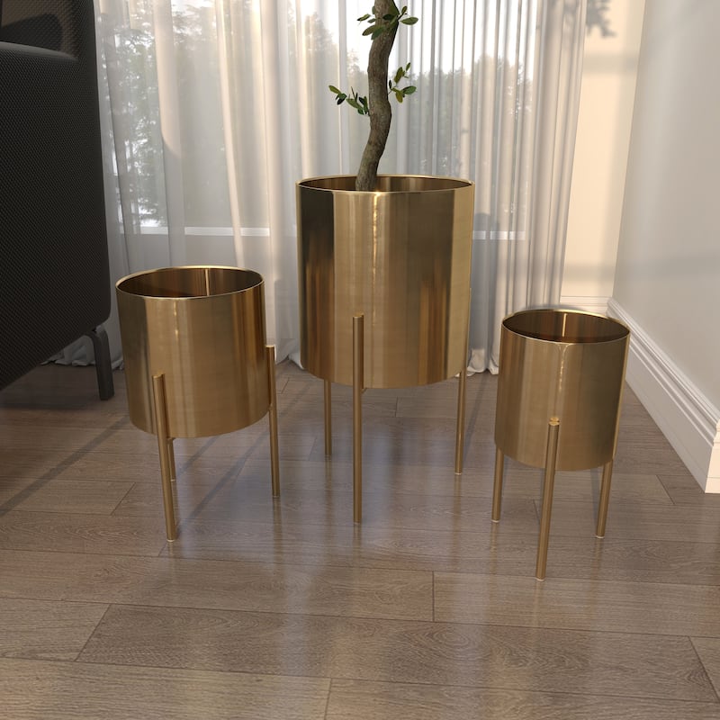 Gold Black White or Silver Iron Glam Contemporary Planter (Set of 3) - S/3 18", 14", 12"H