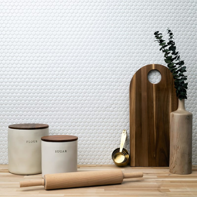 Ackland AKM-P-11X12PRG-CA 12" x 13" Porcelain Penny Floor and Wall