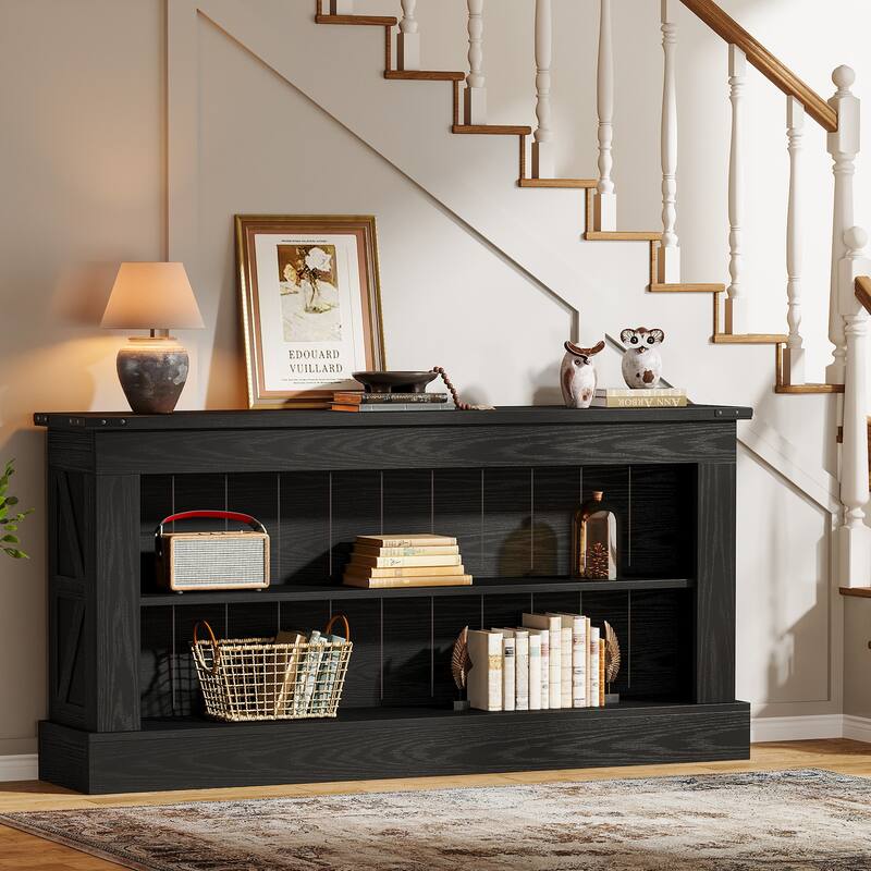 63-Inch Long Console Table with Shelf, 3 Tier Modern Entryway Table