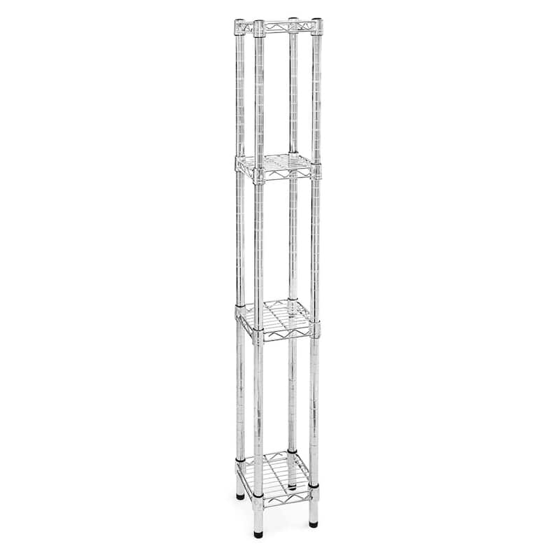 Chrome Wire Shelving with 4 Shelves - 8"d x 8"w - 54" h