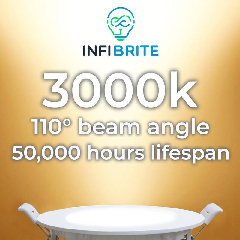 Infibrite 4 Inch 3000K Warm White 9W 750 LM Ultra-Slim LED Ceiling Light with Junction Box, Flush Mount, Dimmable (24 Pack)