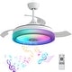 preview thumbnail 12 of 69, Sofucor 52Inch Low Profile Flush Mount Ceiling Fan with LED Light,3‑Blade Quiet Light Combo for Bedroom Kitchen Living Room