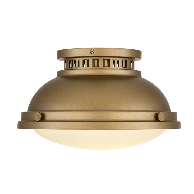 1-Light 11-in Polished Brass Flush Mount