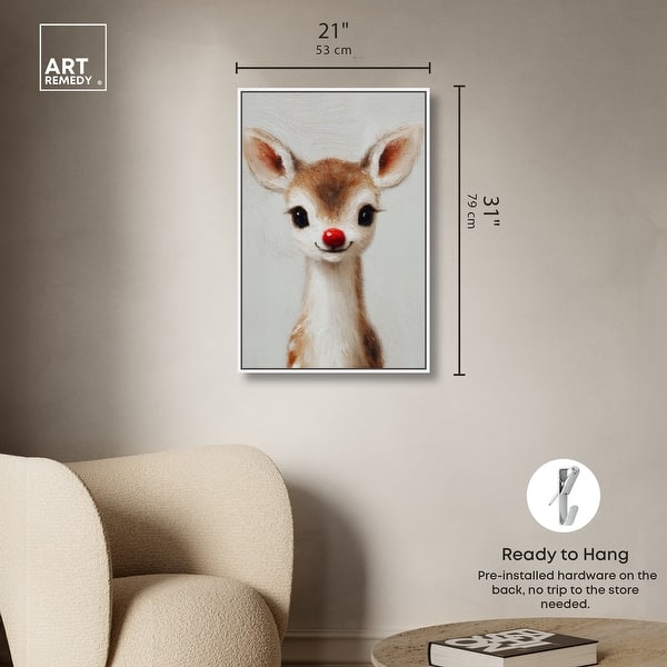 dimension image slide 4 of 24, Baby Rudolph Christmas Wall Decor Canvas Print by Art Remedy
