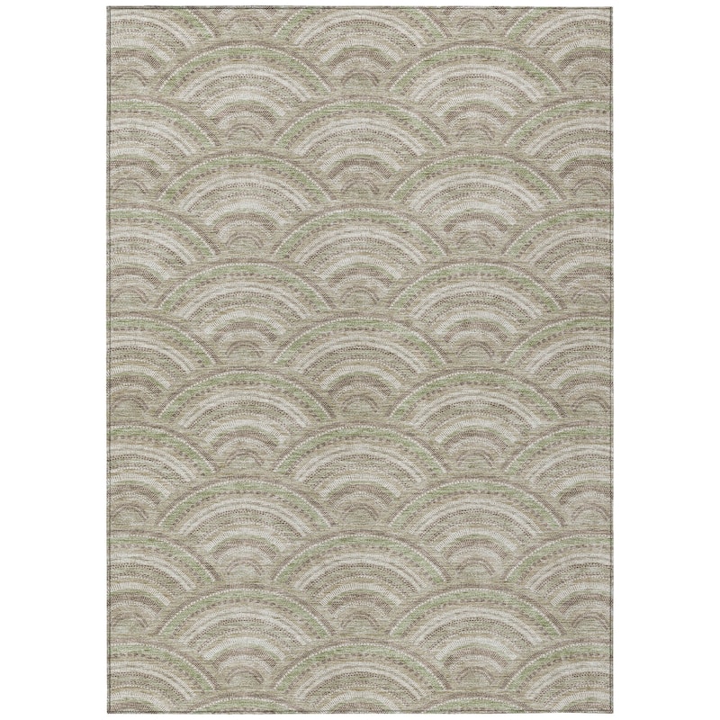 Machine Washable Indoor/ Outdoor Modern Mosaic Chantille Rug