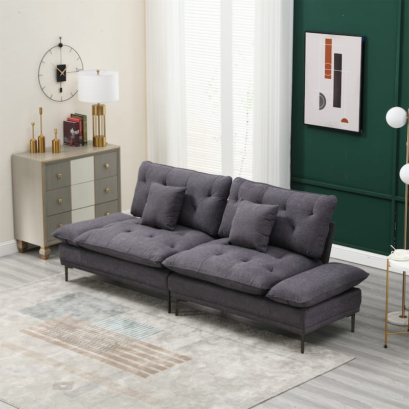 Velvet Sleeper Sofa with Wood Frame and Metal Feet