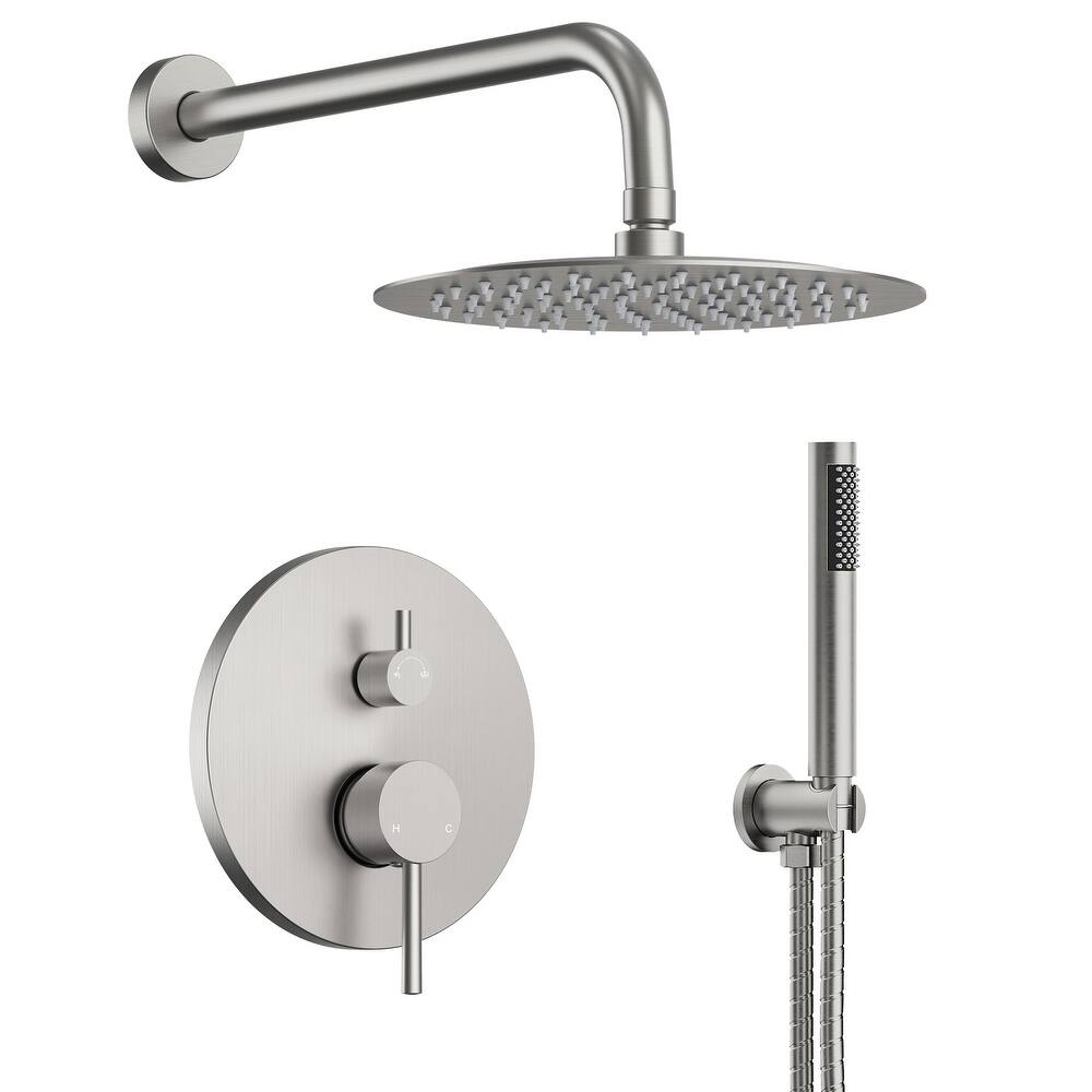 Pressure Balance Shower System with 10" Rainfall Shower Faucet and Handheld Shower Spray