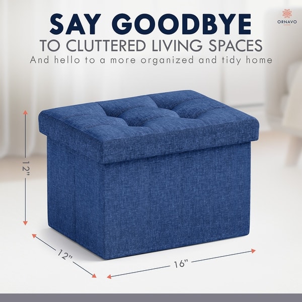 dimension image slide 5 of 11, 2 Pack Small Rectangle Foldable Storage Ottoman