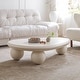 preview thumbnail 1 of 31, 51" Modern Wood Coffee Table with 3 ball legs Cream