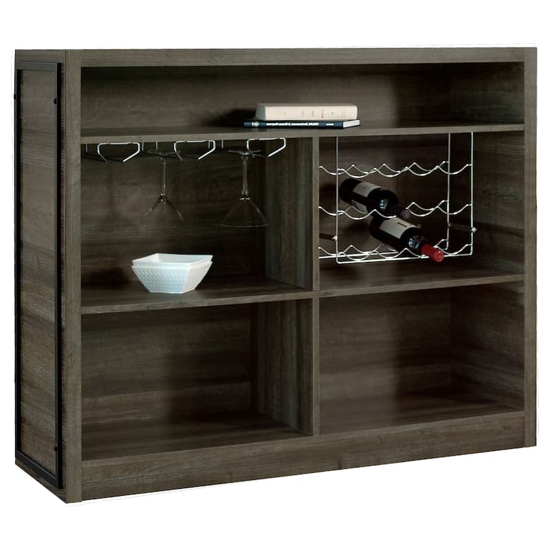 Joe Aged Oak 5-shelf Composite Wood Home Bar Wine Cabinet