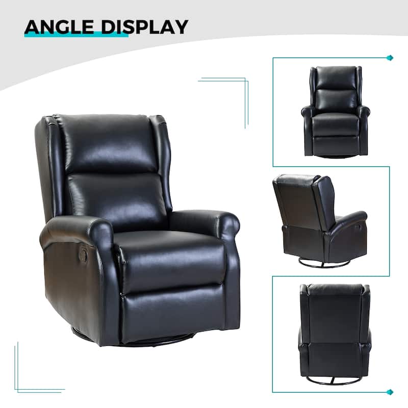 Baksoho Contemporary Faux Leather Swivel Nursery Chair with Metal Base by HULALA HOME