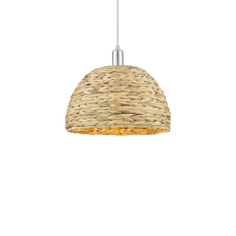 Innovations Lighting 716-1P-14-16 Woven Rattan Pendant Woven Rattan - Brushed Satin Nickel / Natural