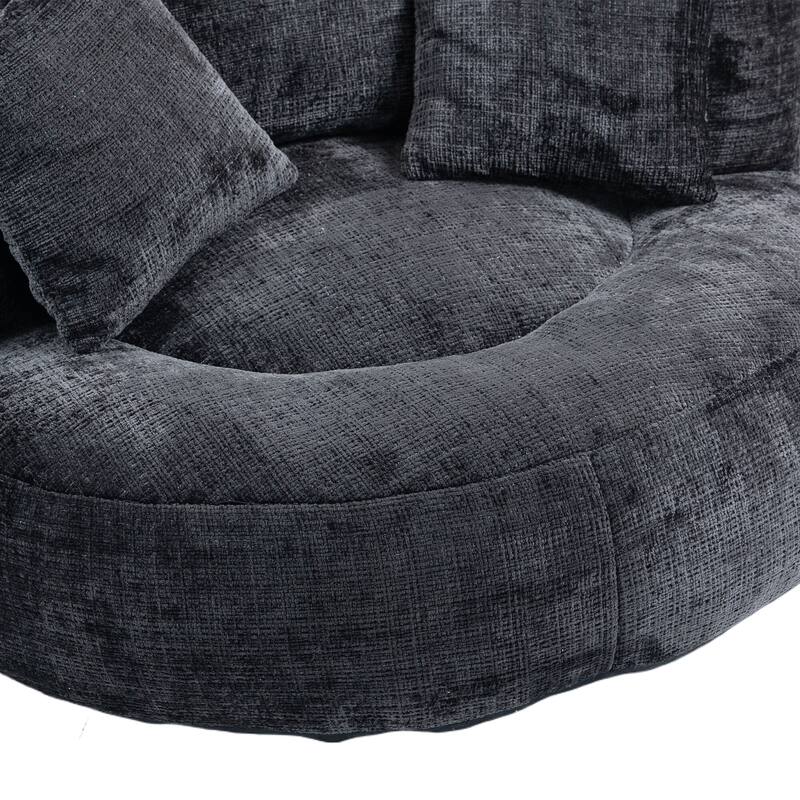 Chenille High Back Lazy Sofa with 3 Pillows and Oversized Bean Bag Chair