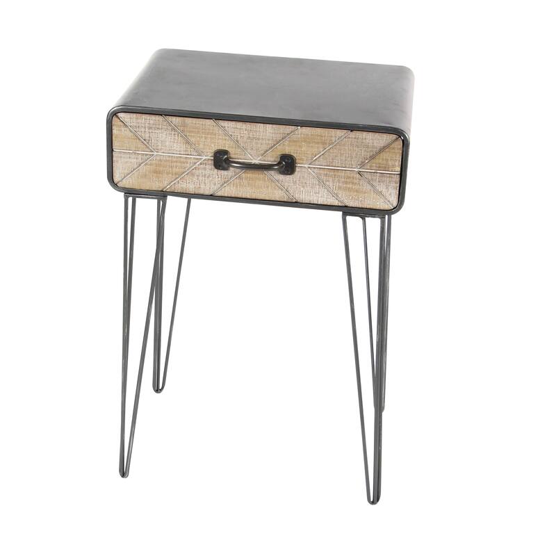 Black Metal Modern Accent Table - 12"W x 17"L x 26"H