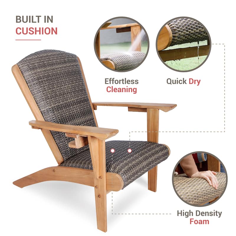 Cambridge Casual Auburn 2-piece Teak Patio Adirondack Chairs with Ottoman
